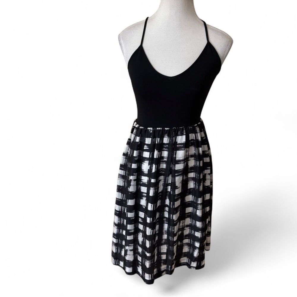 THEORY Silk Rubin Plaid Sundress‎ Black/White One Size